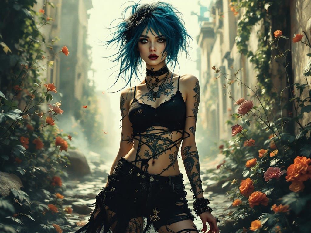 Ethereal Rebel in Urban Bloom