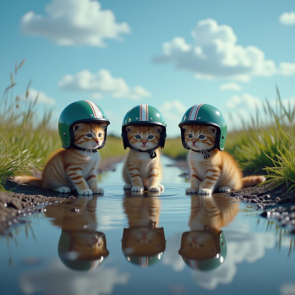 Kittens in Helmets, Cinematic Film Still