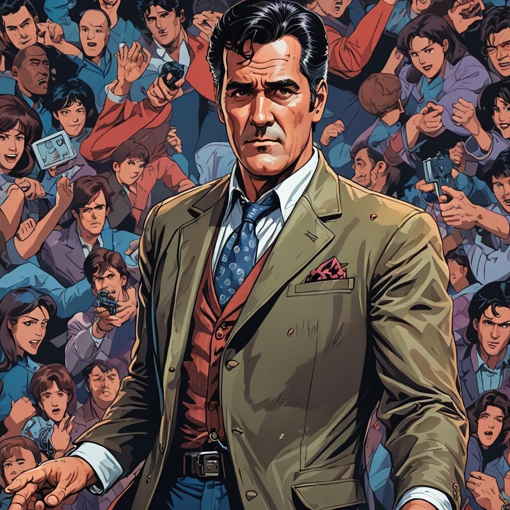 Bruce Campbell in Cel-Shaded Anime Style