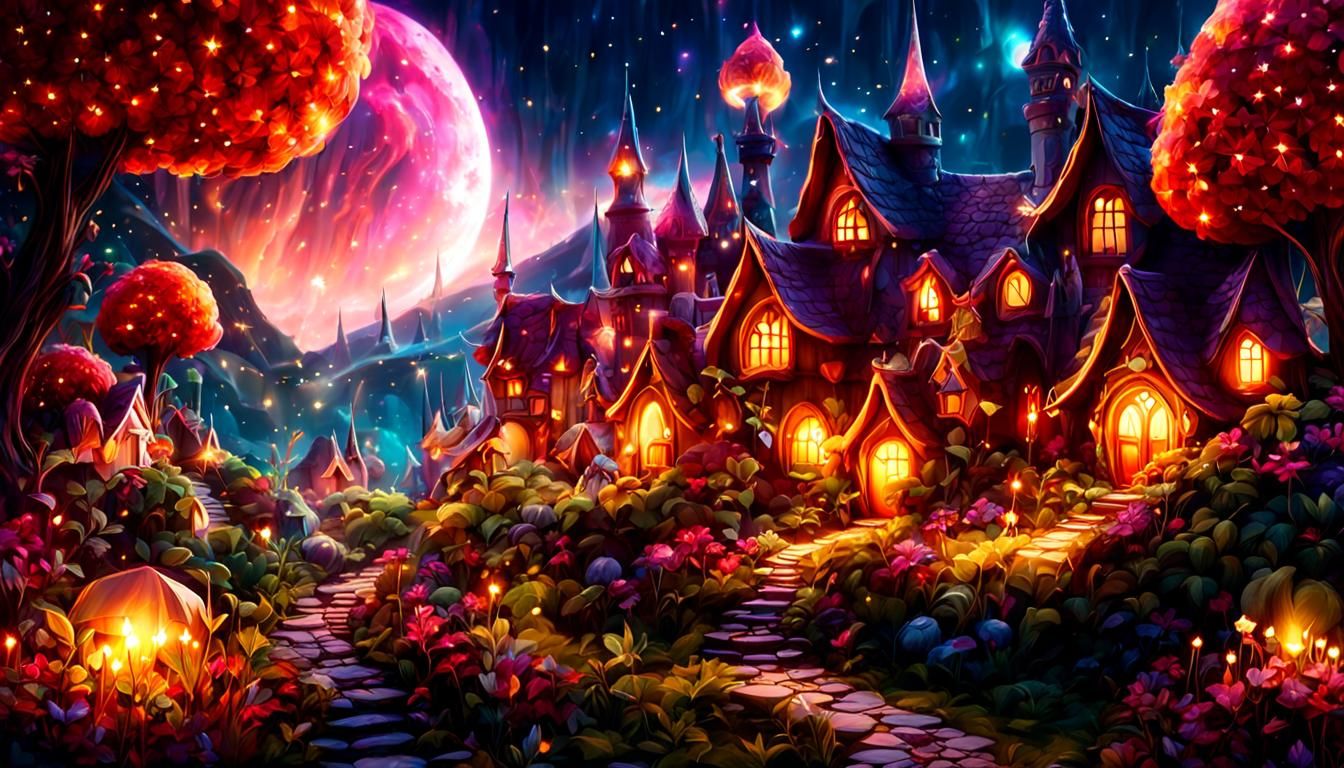 Ethereal Fairy Village in Dreamlike Fantasy