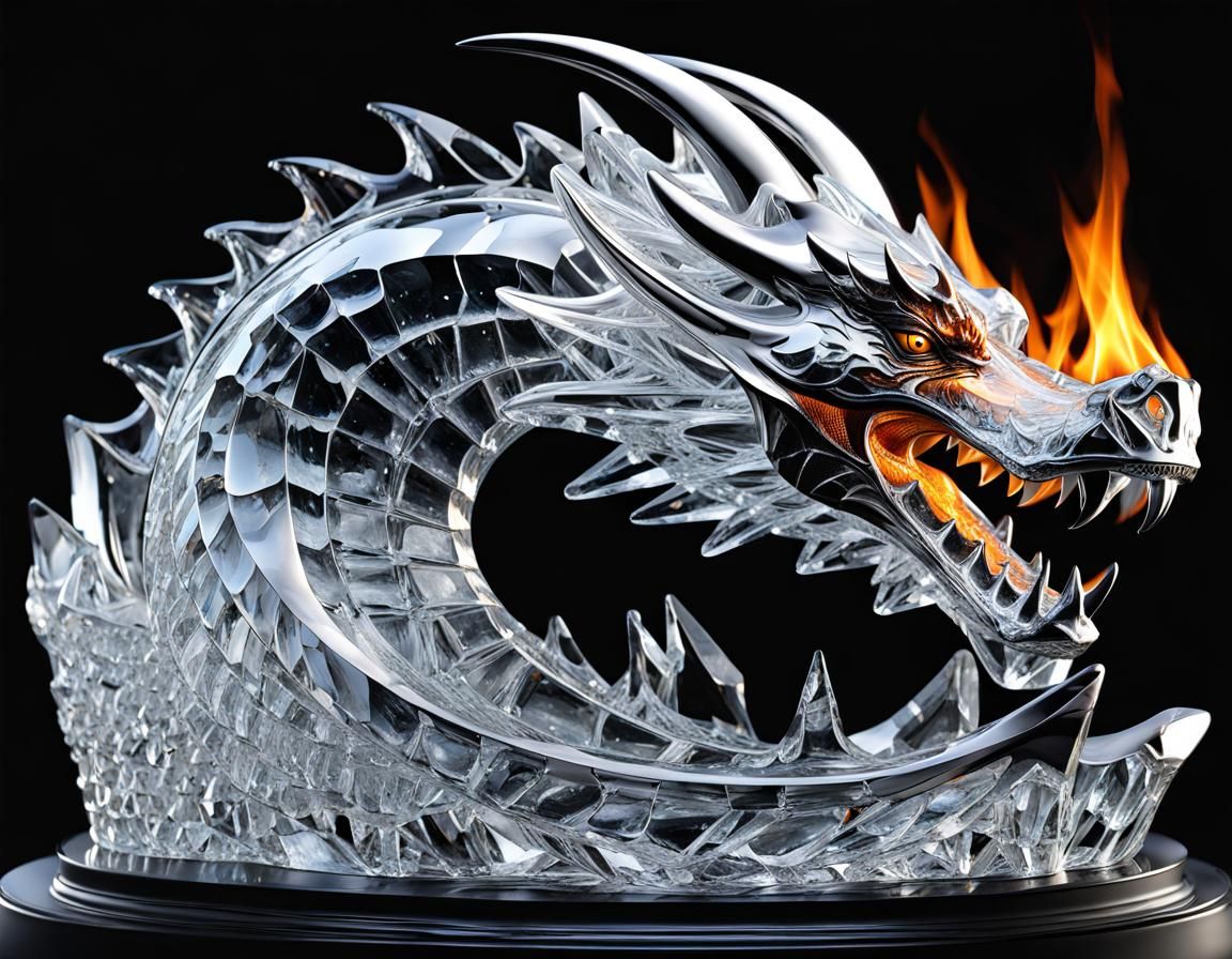 Dragon Ice Sculpture with Fire Breath