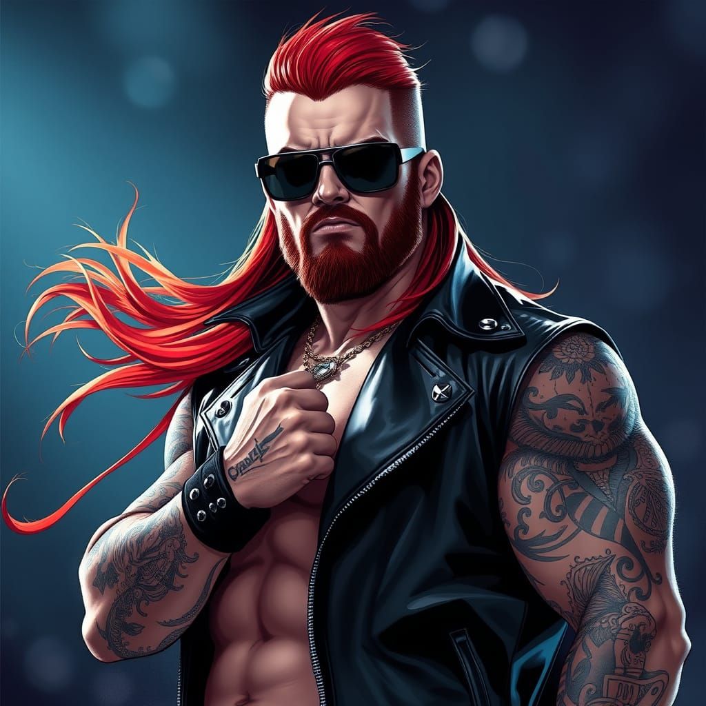 Cyberpunk Wrestler in Dramatic Spotlight