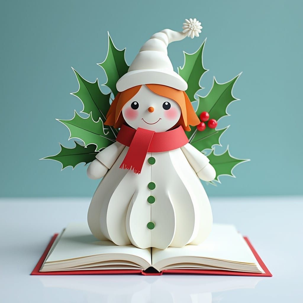 Whimsical Snow Statue in a Festive Landscape