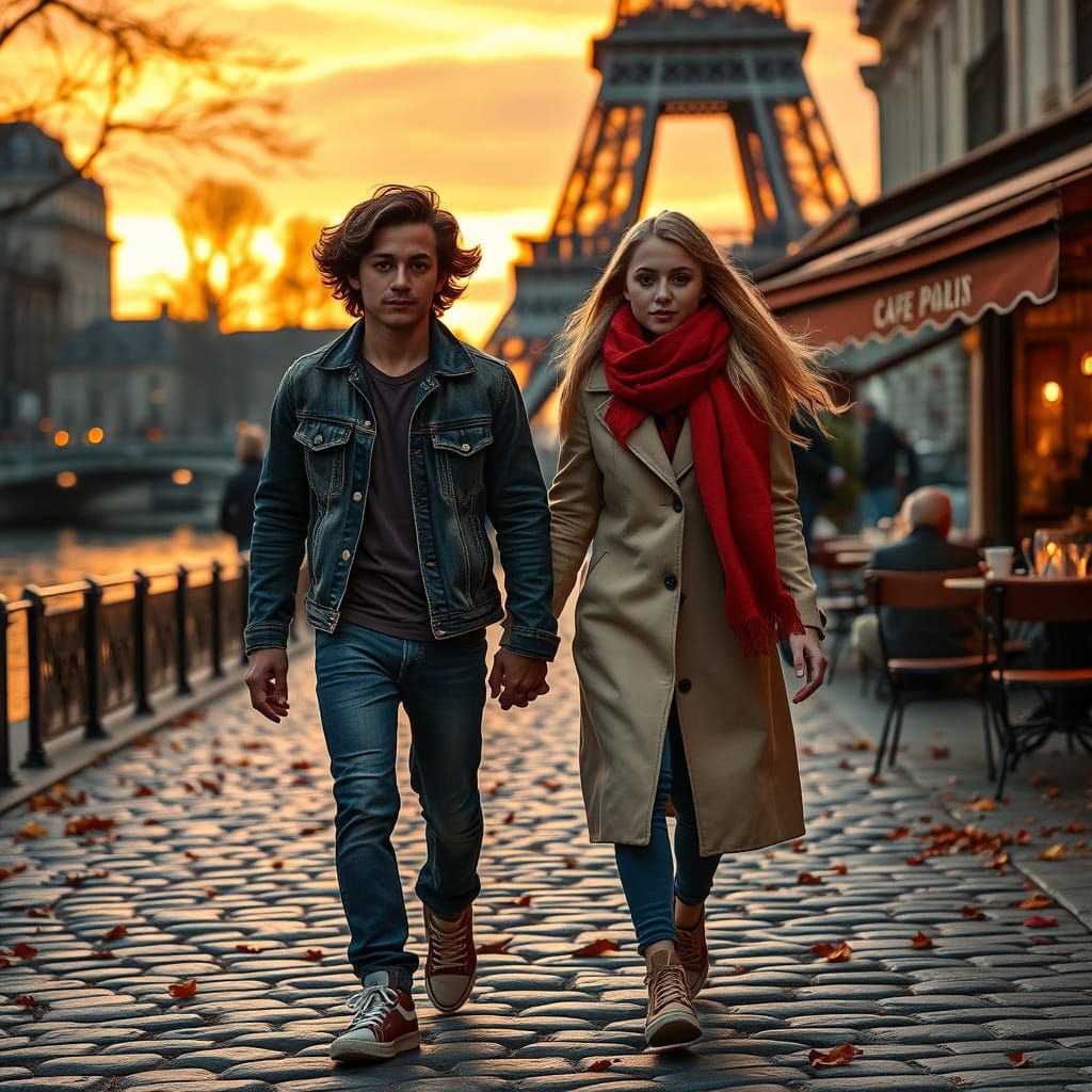 Romantic Parisian Evening in Hyperrealistic Style
