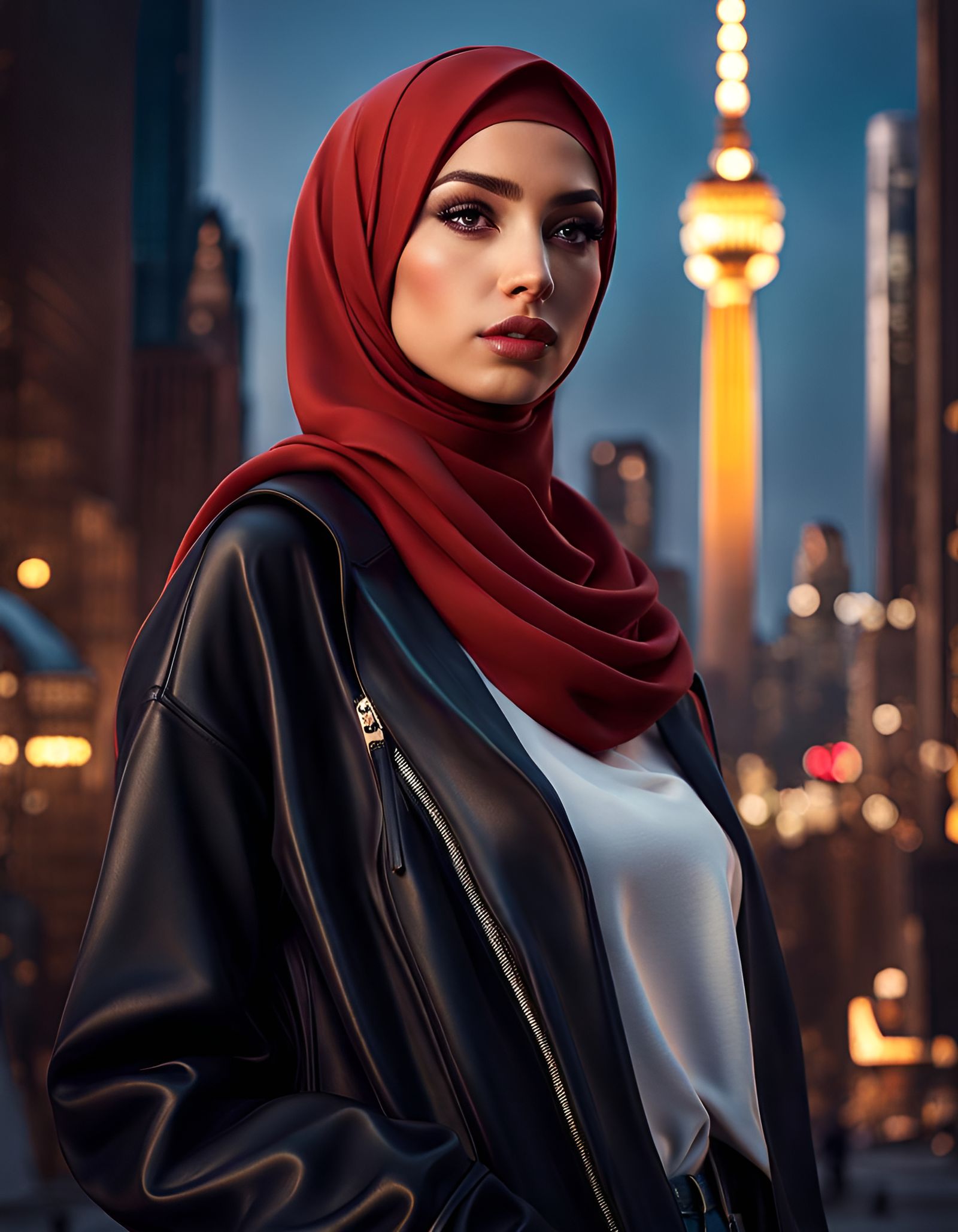 Hijabi Girl in New York City: Digital Art