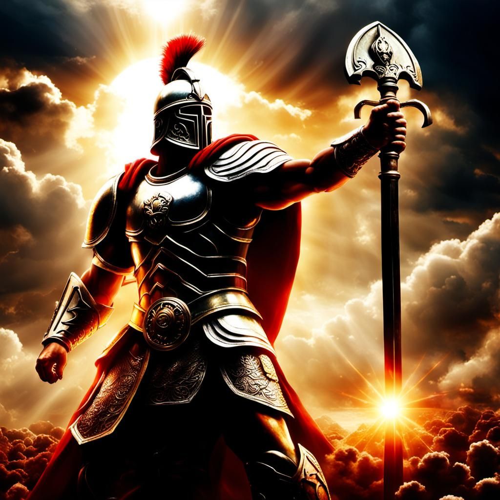 Ares Battles Army in Divine Sunshine