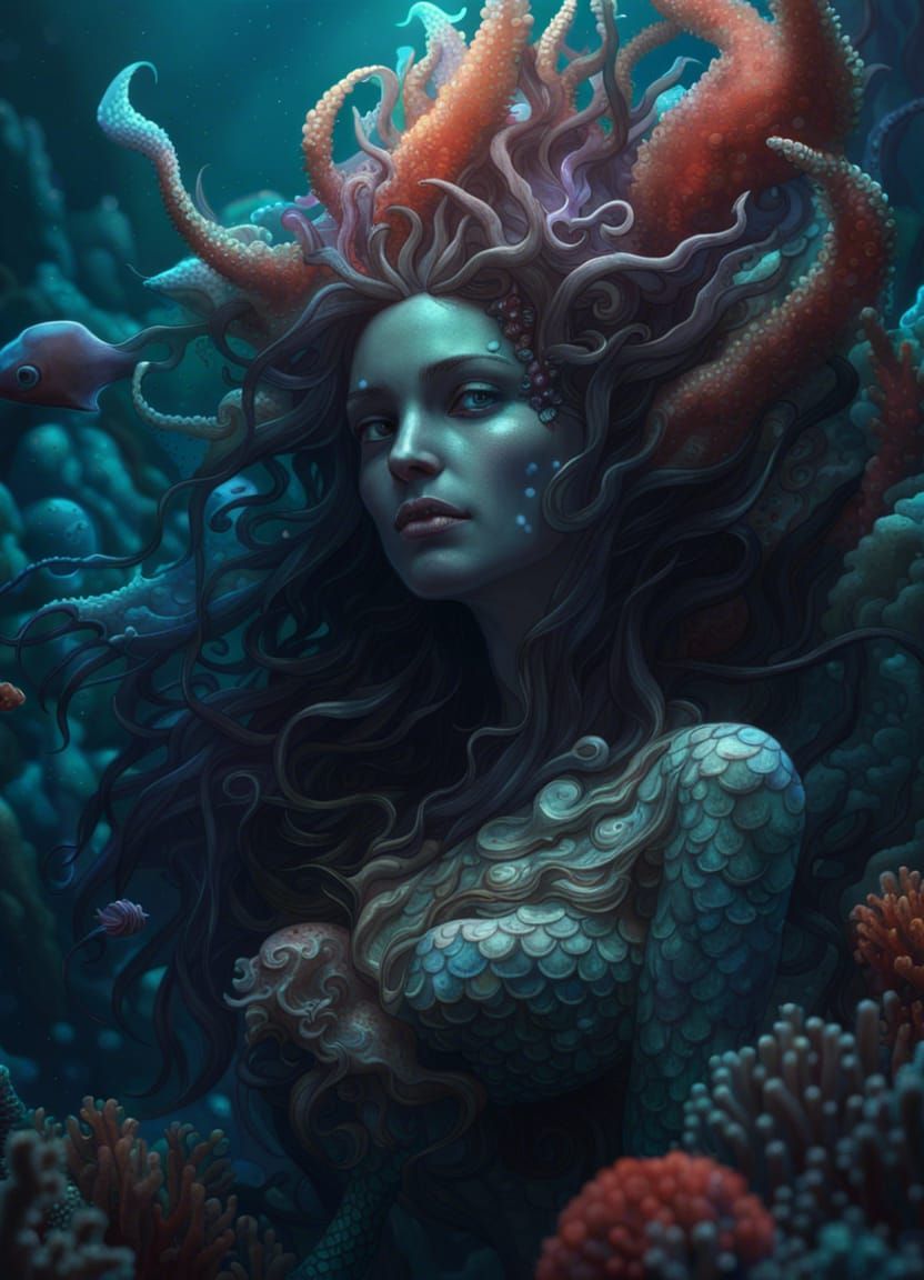 Portrait of an evil mermaid