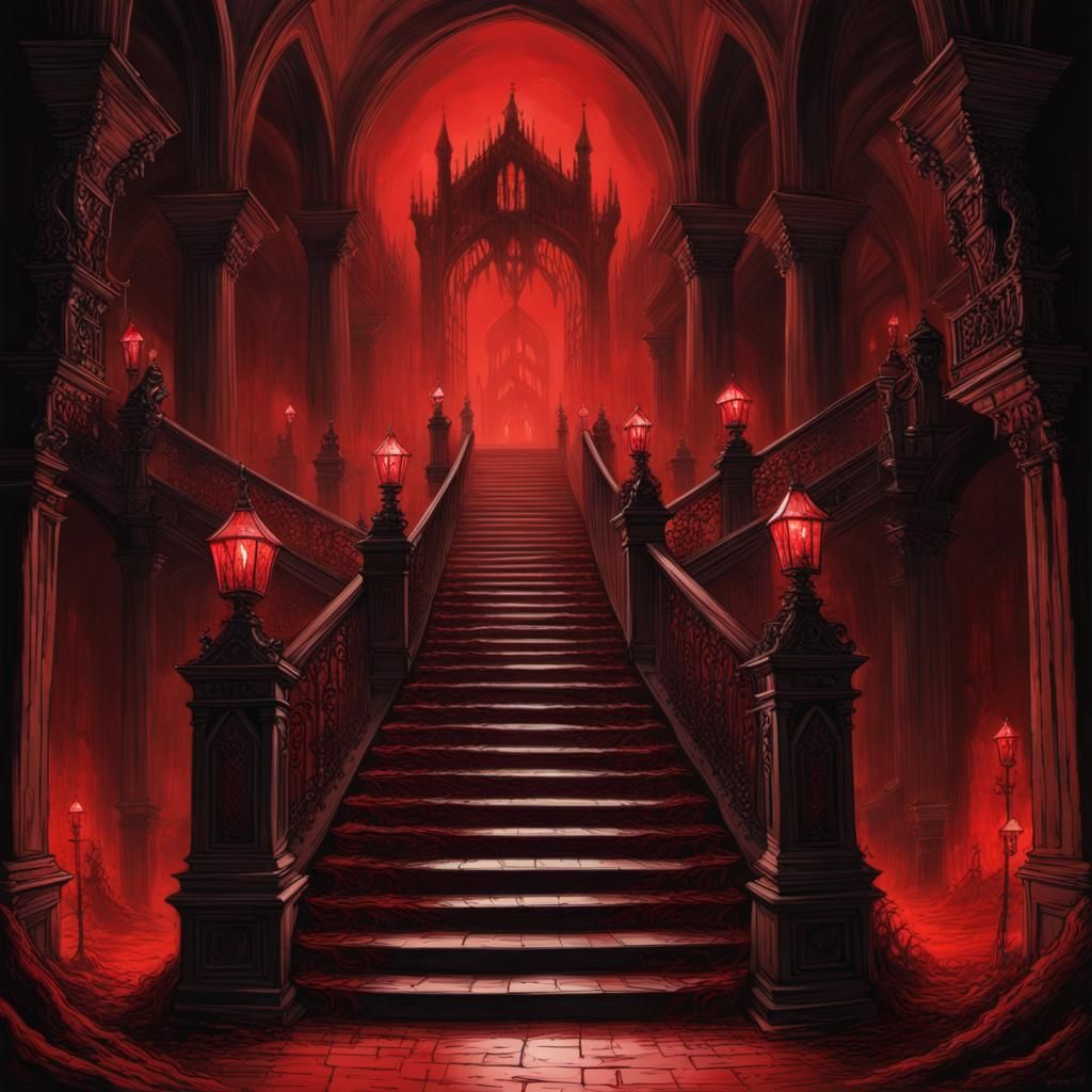 Gothic Horror Staircase to Hell in Geiger Style