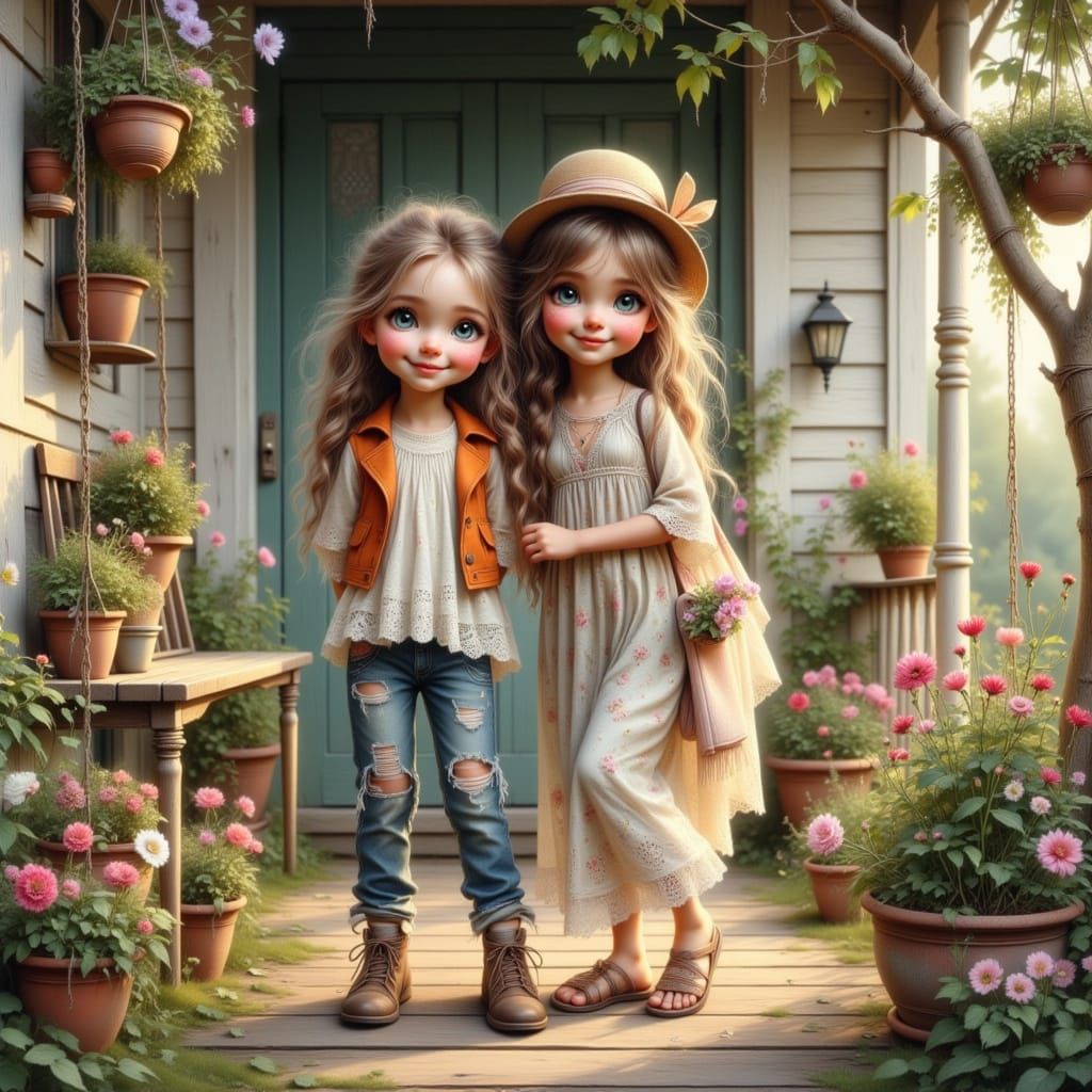 Whimsical Childhood Delight in a Fantastical Garden