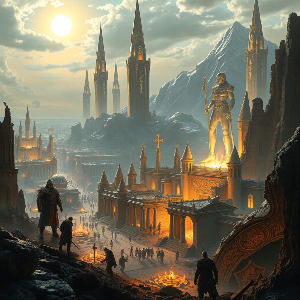 Surreal Futuristic Cityscape Under Thalmor Dominion