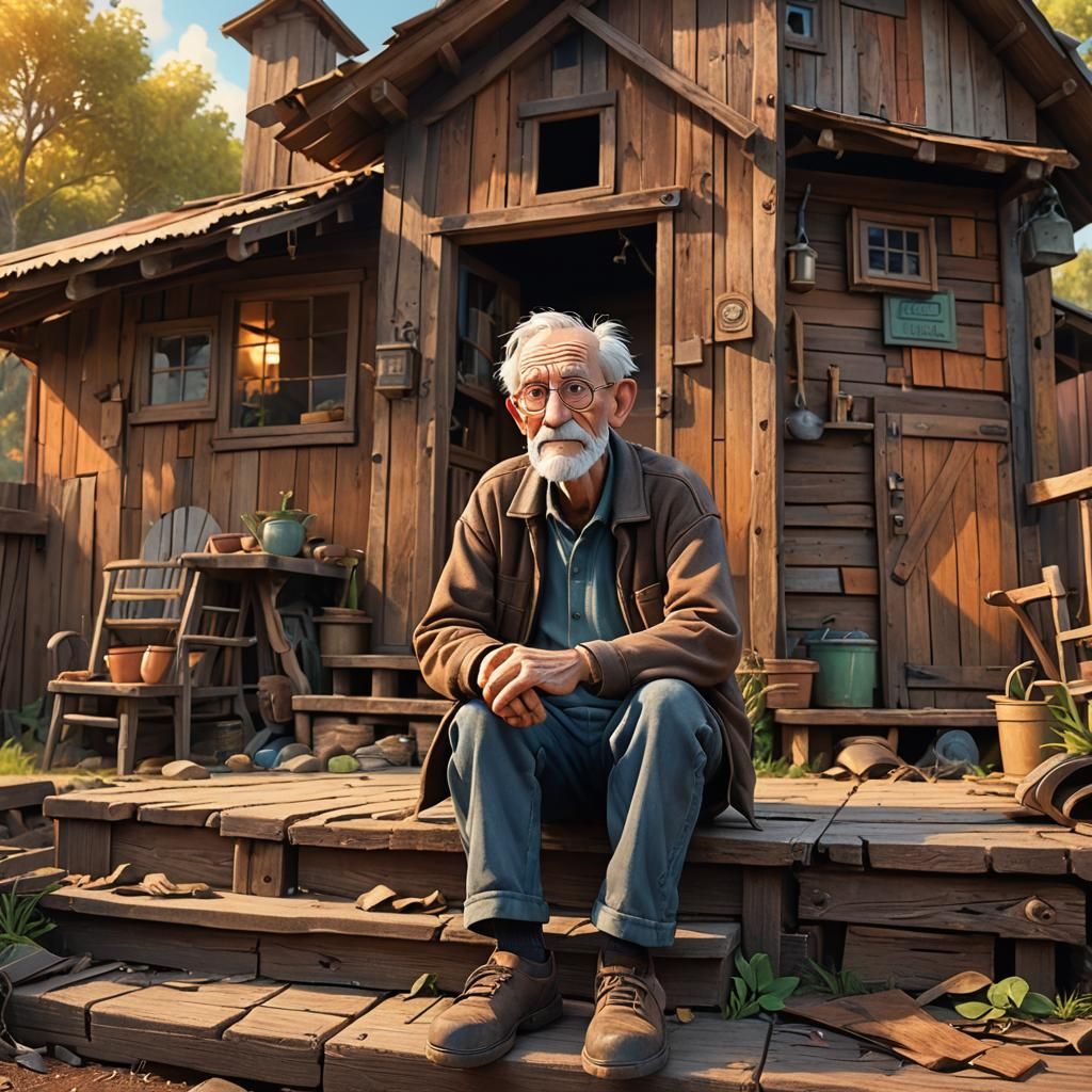 Hillbilly Cottage: Pixar-Style 3D Digital Art