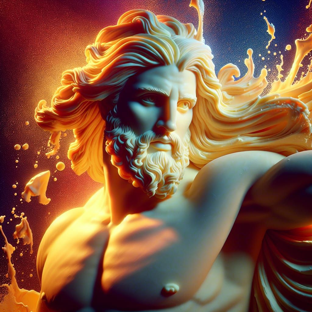 Hyperrealistic Butter Sculpture of Prometheus Bringing Fire