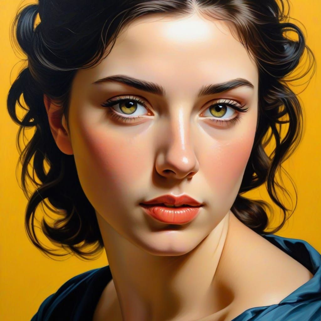 Demure Woman: Oil Portrait in Baroque Style