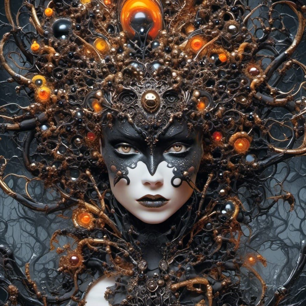 Surreal Jack-O'-Lantern with Intricate Dark Fantasy Designs