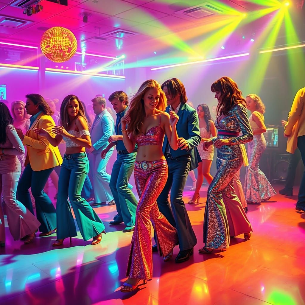 Electric Disco Scene in Retro Futuristic Style
