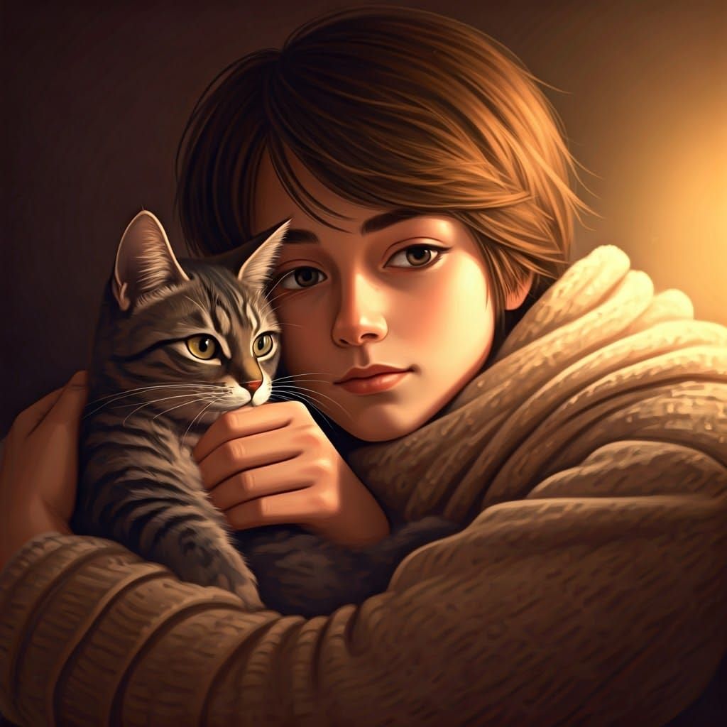 A Cozy Scene of a Person with Their Furry Companion