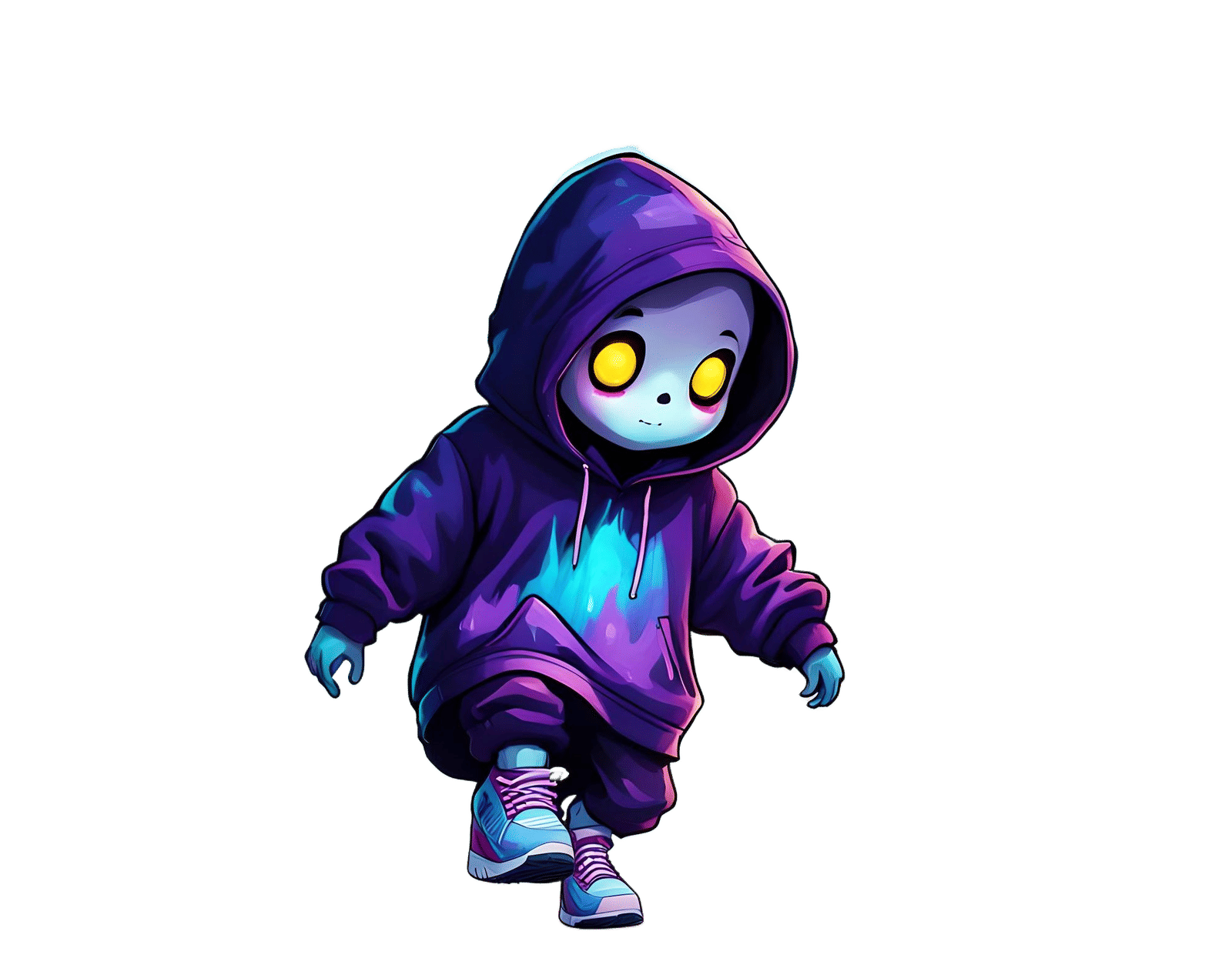 Adorable Chibi Ghost in Graveyard Street Art