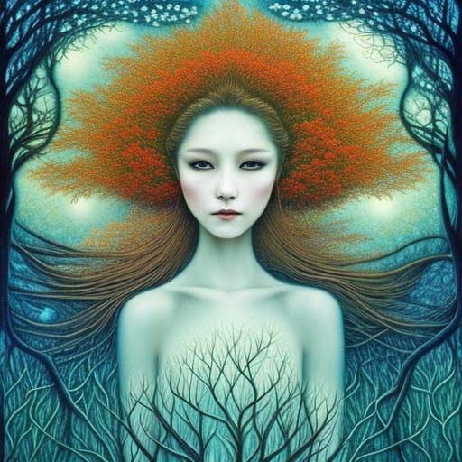 Four Seasons Mycelium Network in Rich Colors