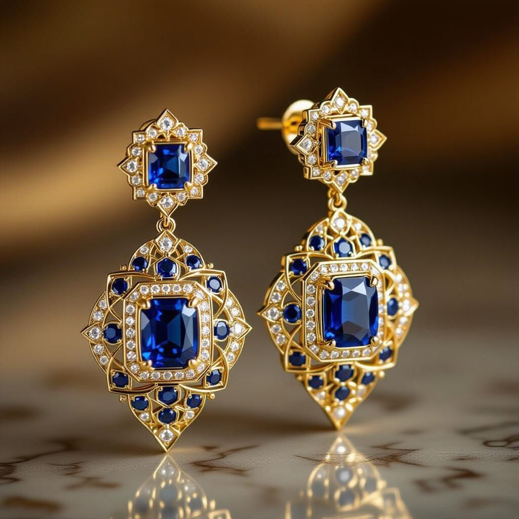 Earrings with Sahires. Art Deco