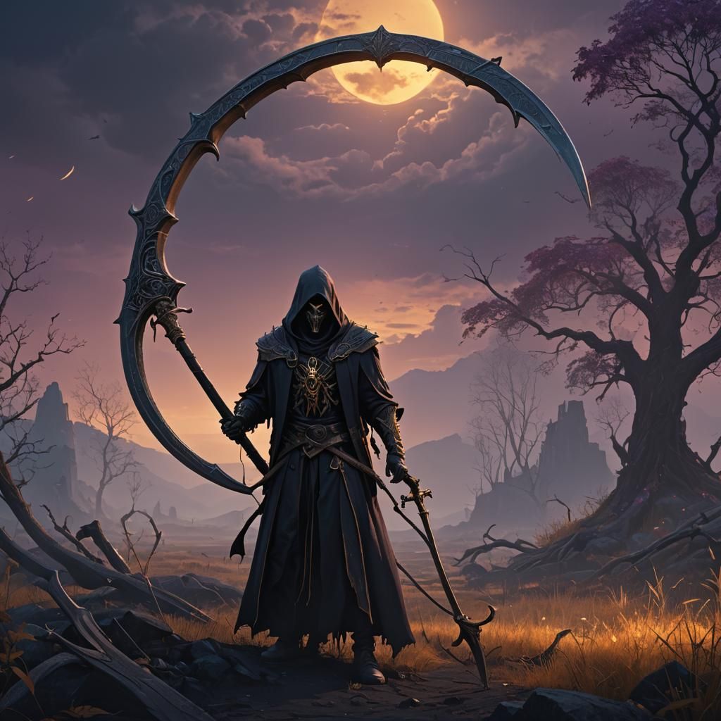 The Reaper with Scythe in Dark Fantasy Art