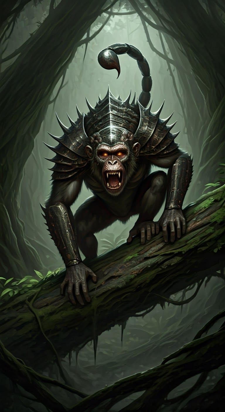 Demonic Simian-Scorpion Hybrid in Biomechanical Style