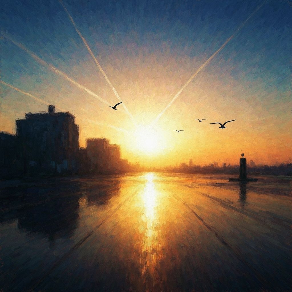 Surreal Golden Hour Landscape in Impressionist Style