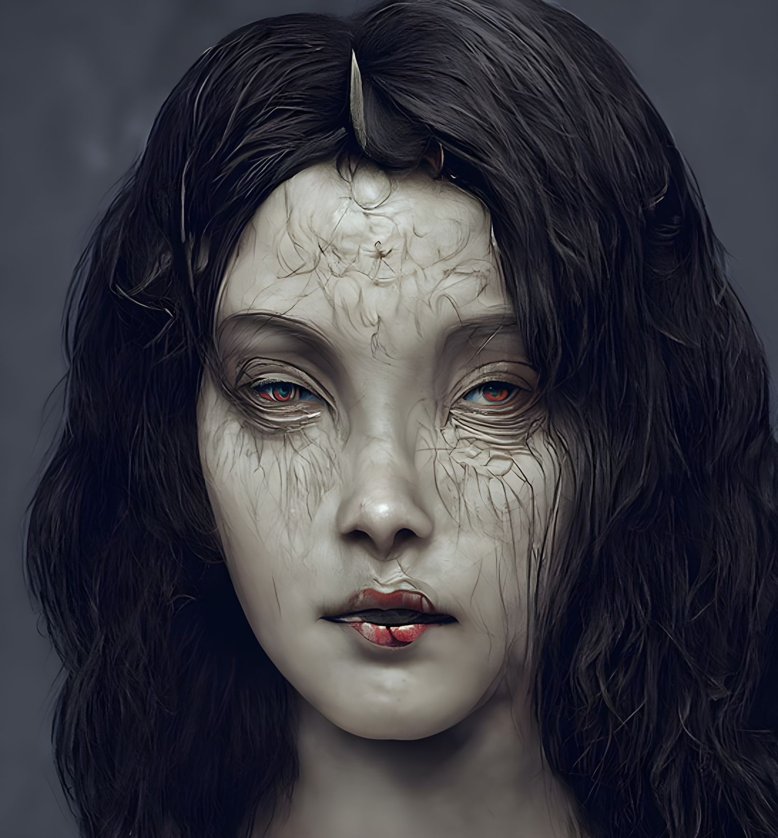 Dark Angel in Hyperrealist Digital Painting
