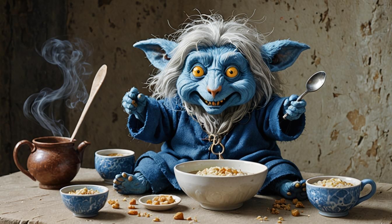 Blue Womble Porridge Demon Kitten Creature
