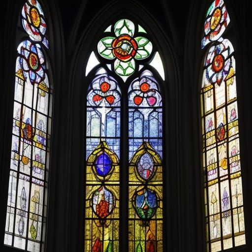 Gothic Rosette Window in Stained Glass Art