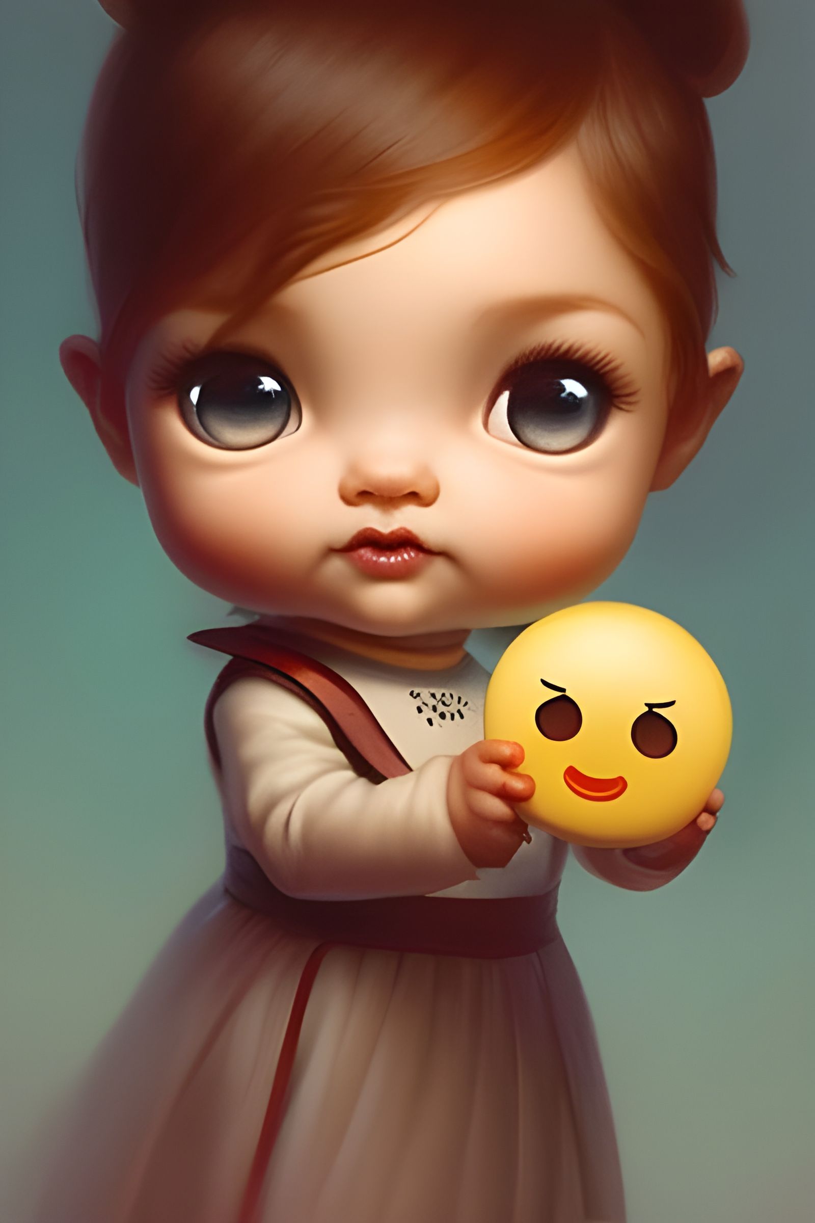 Cute Baby Emoji Character in Chibi Style