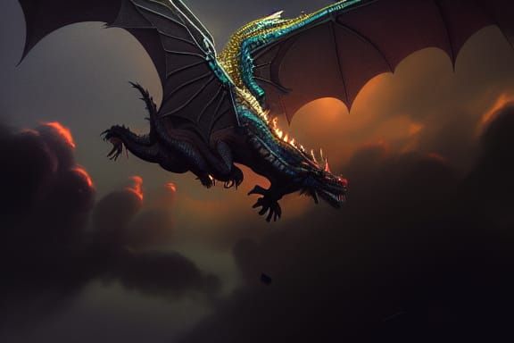 Pearlescent Dragon in Dark Fantasy Style
