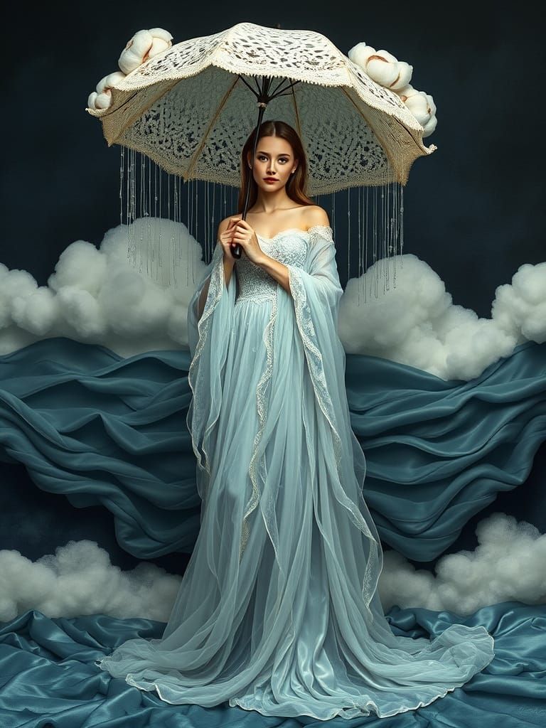 Goddess of Rain Formed from Flowing Silk