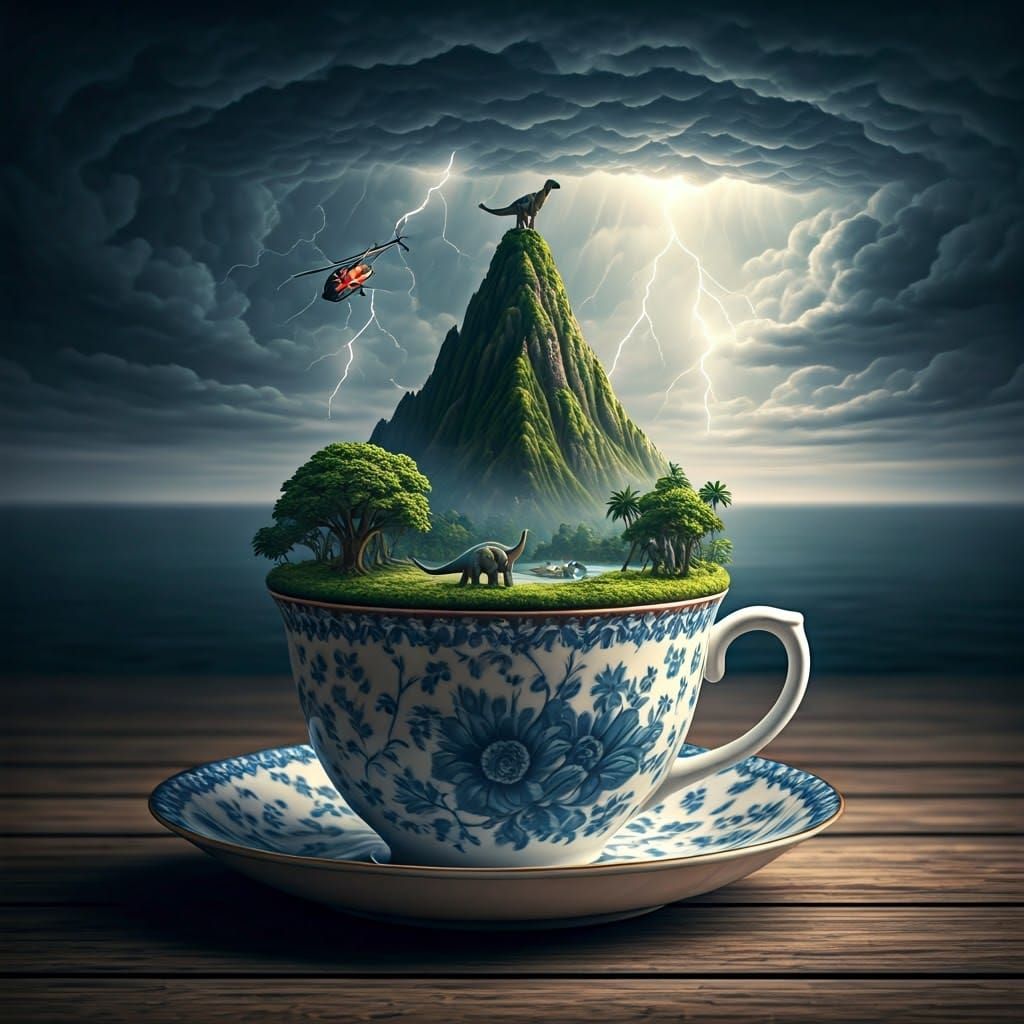 Island in Teacup: A Surreal Miniature World