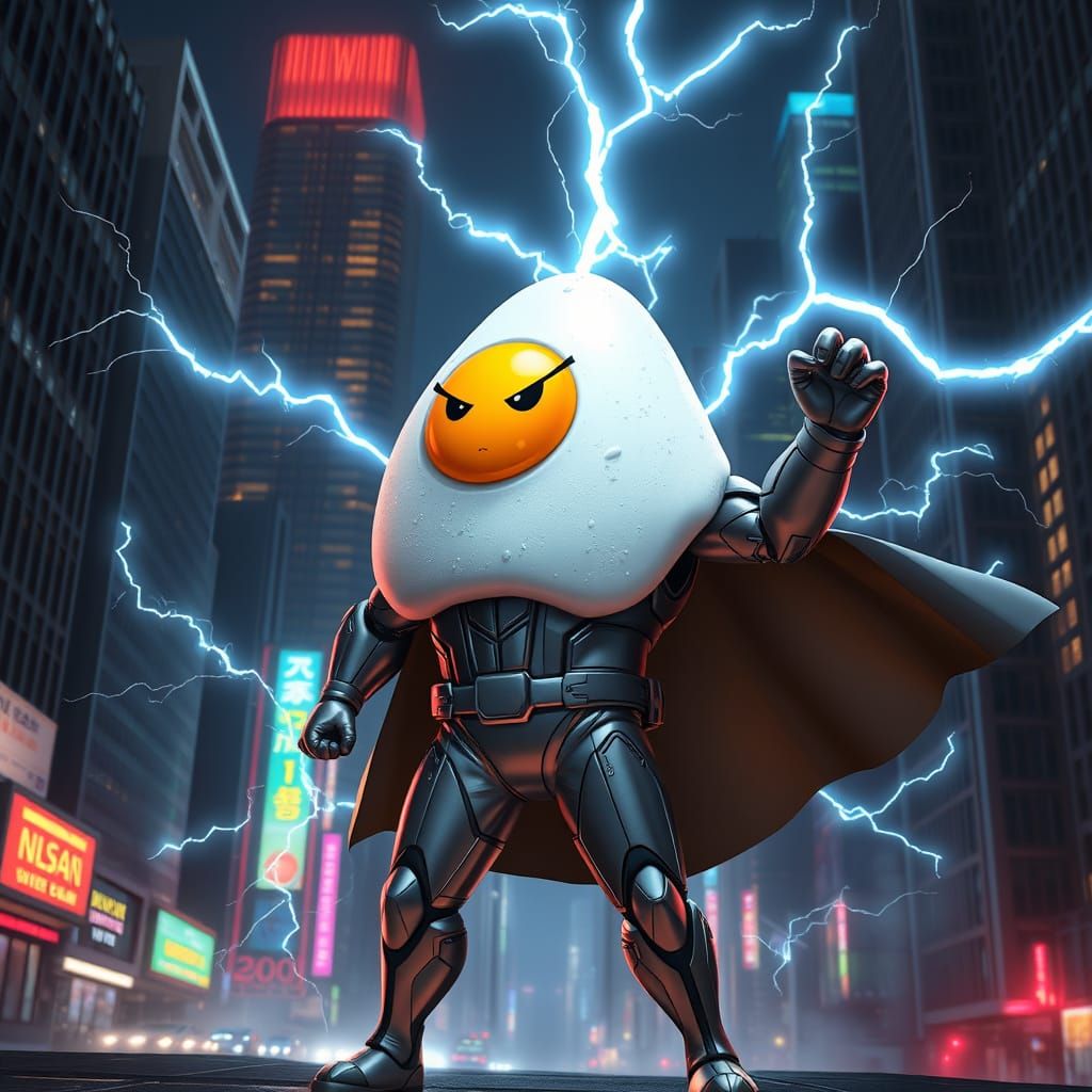 High-Tech Egg Superhero Illuminates the Night