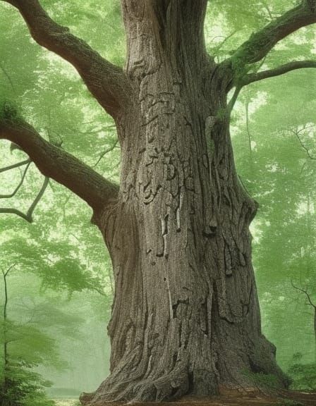 Giant White Oak in Appalachian Old-Growth Forest