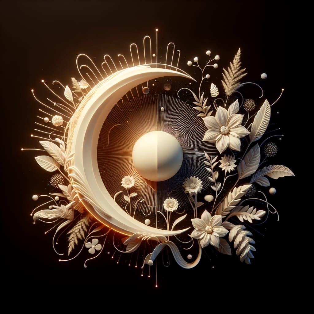 Radiant Sun and Moon Fusion in 3D Abstract