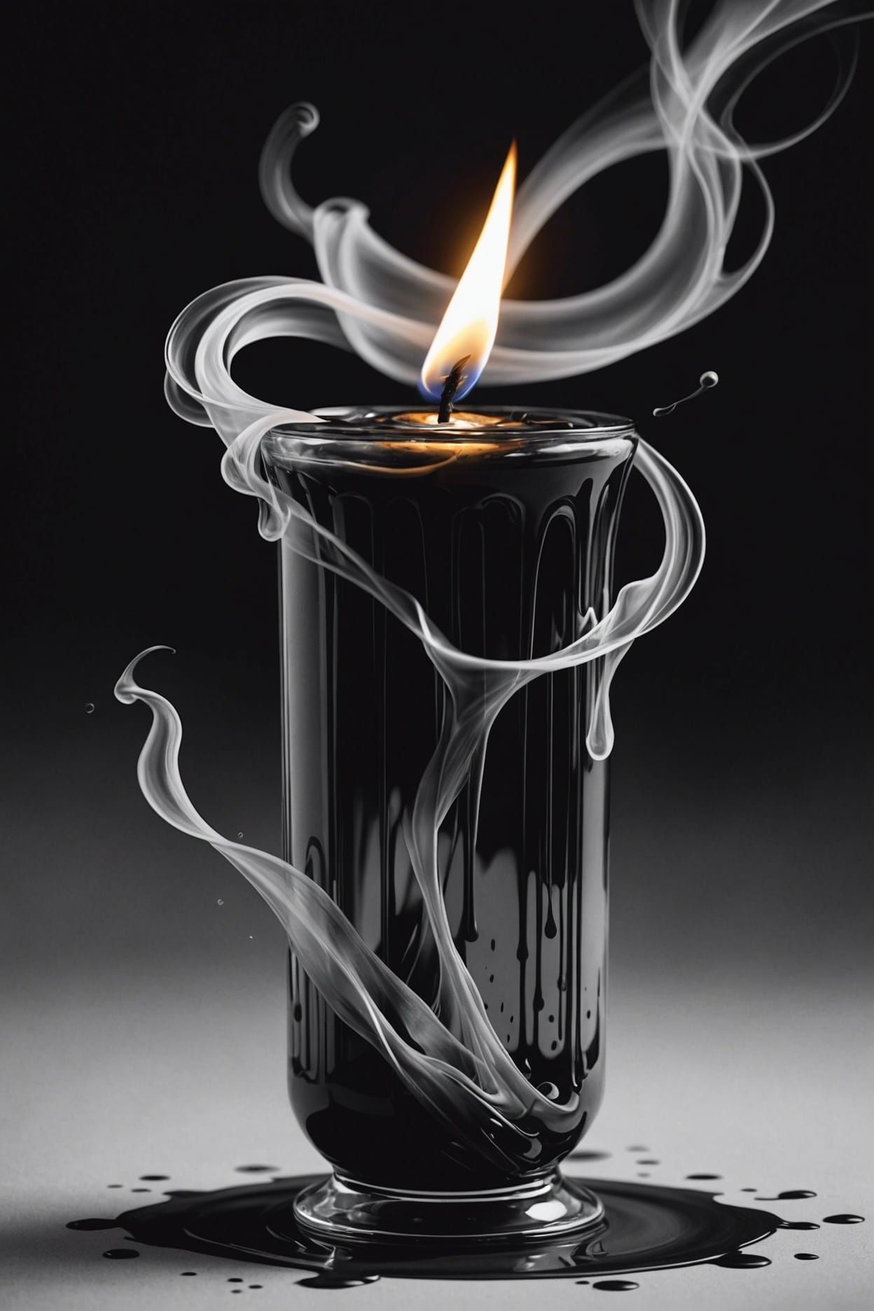 Candle in Wind, Hyperdetailed Ink and Charcoal Painting