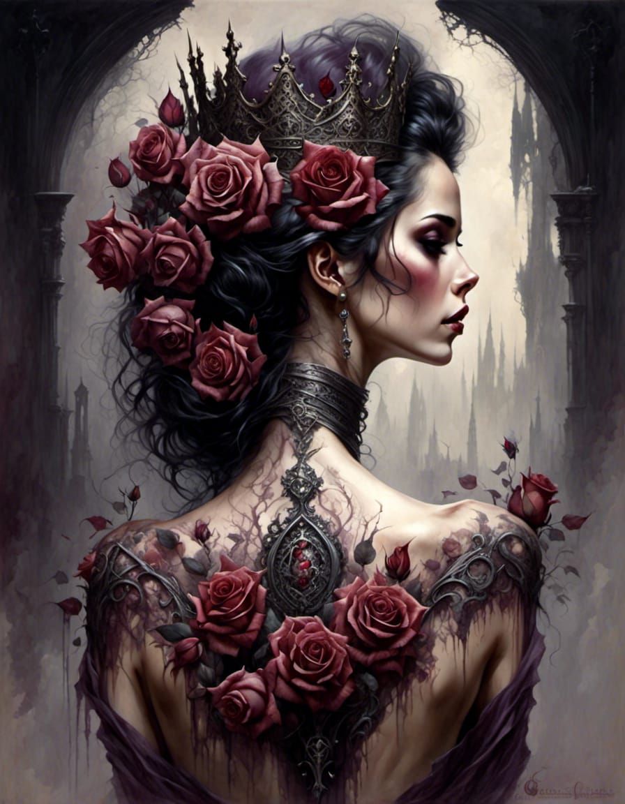 epic rose tattoo and crown