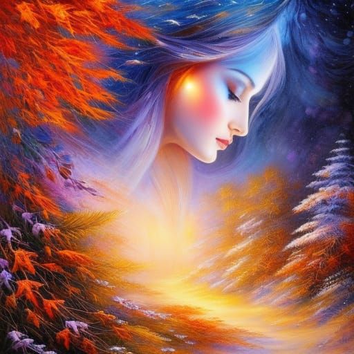 Luminescent Winter Landscape in Detailed Ink Painting