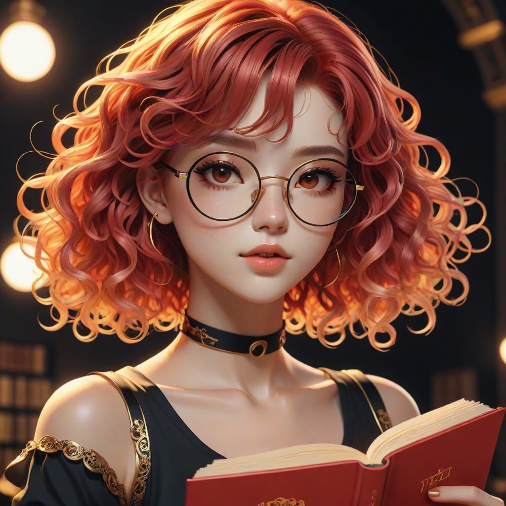 Elegant Anime Girl with Golden Accents