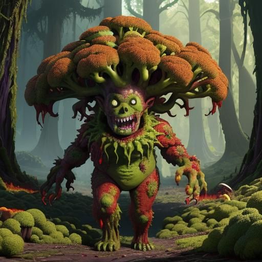 Zombie Broccoli Hoard in Claymation Style
