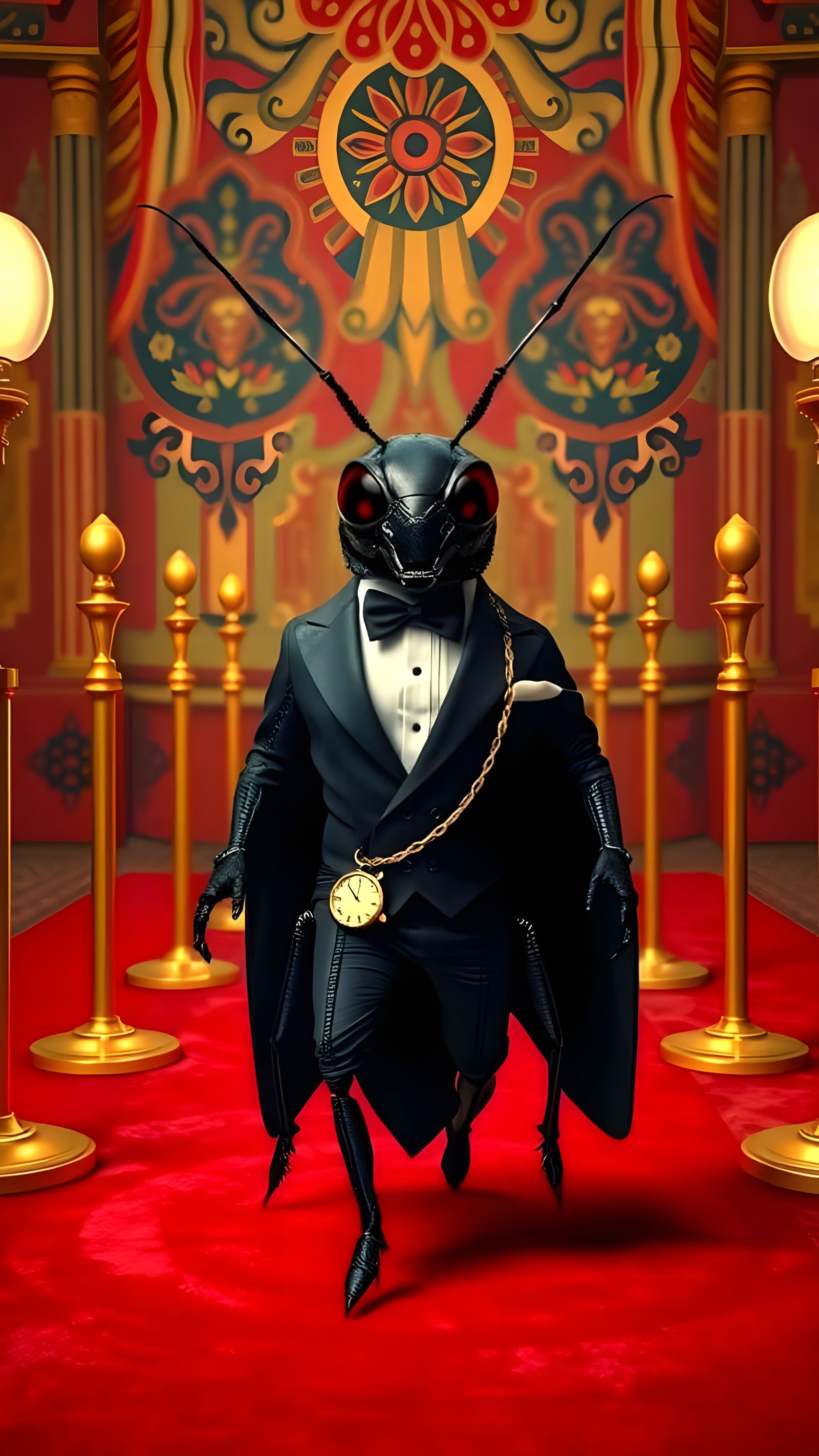 Cockroach in a Tuxedo Struts Down Red Carpet