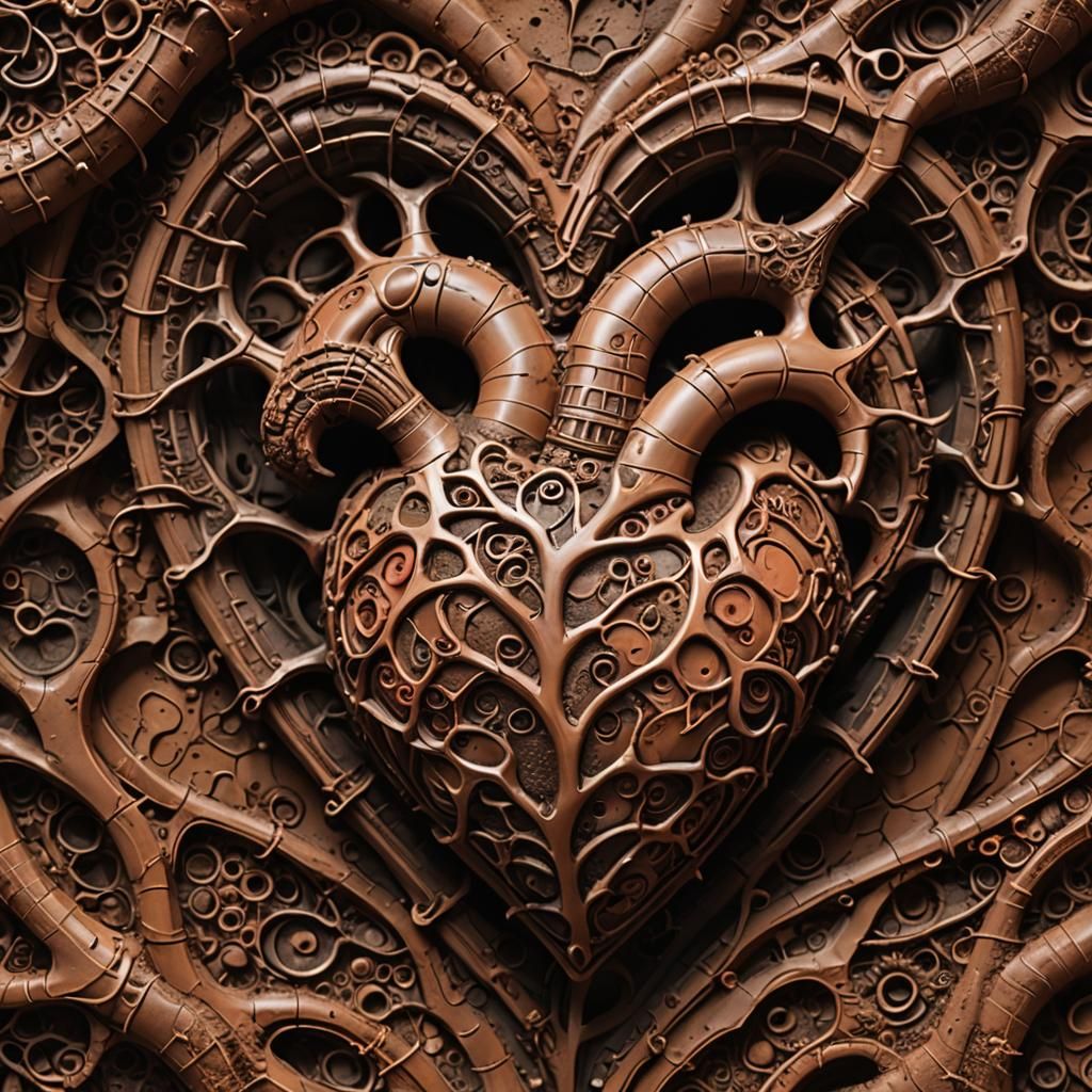 Earthy Organic Sculpture of a Biological Heart