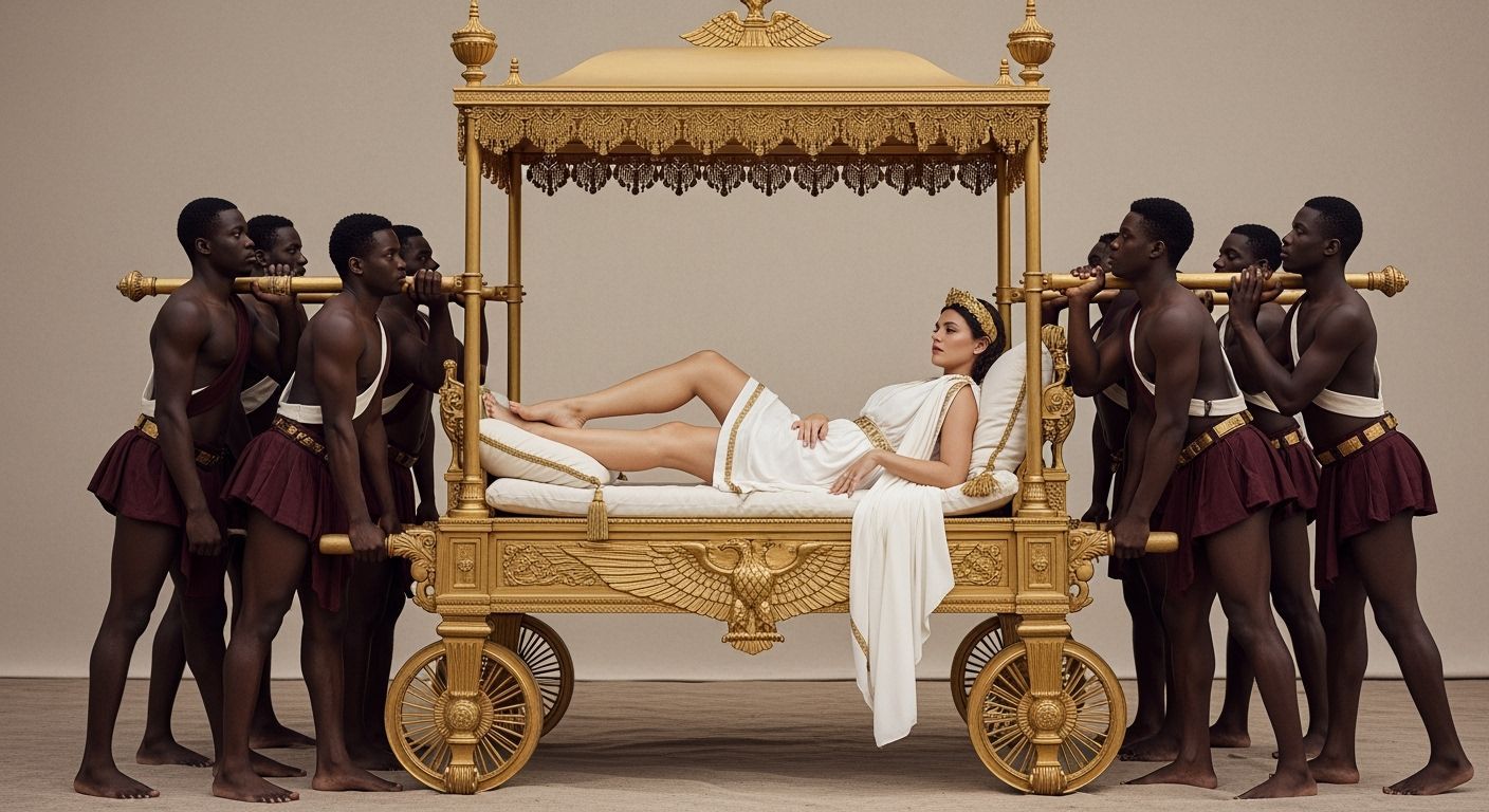 Roman Empress on Imperial Litter in Leibovitz Style