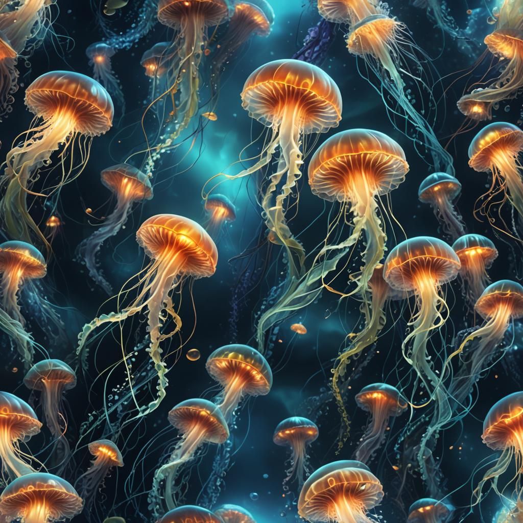 Bioluminescent Sea Vortex: Detailed Digital Art