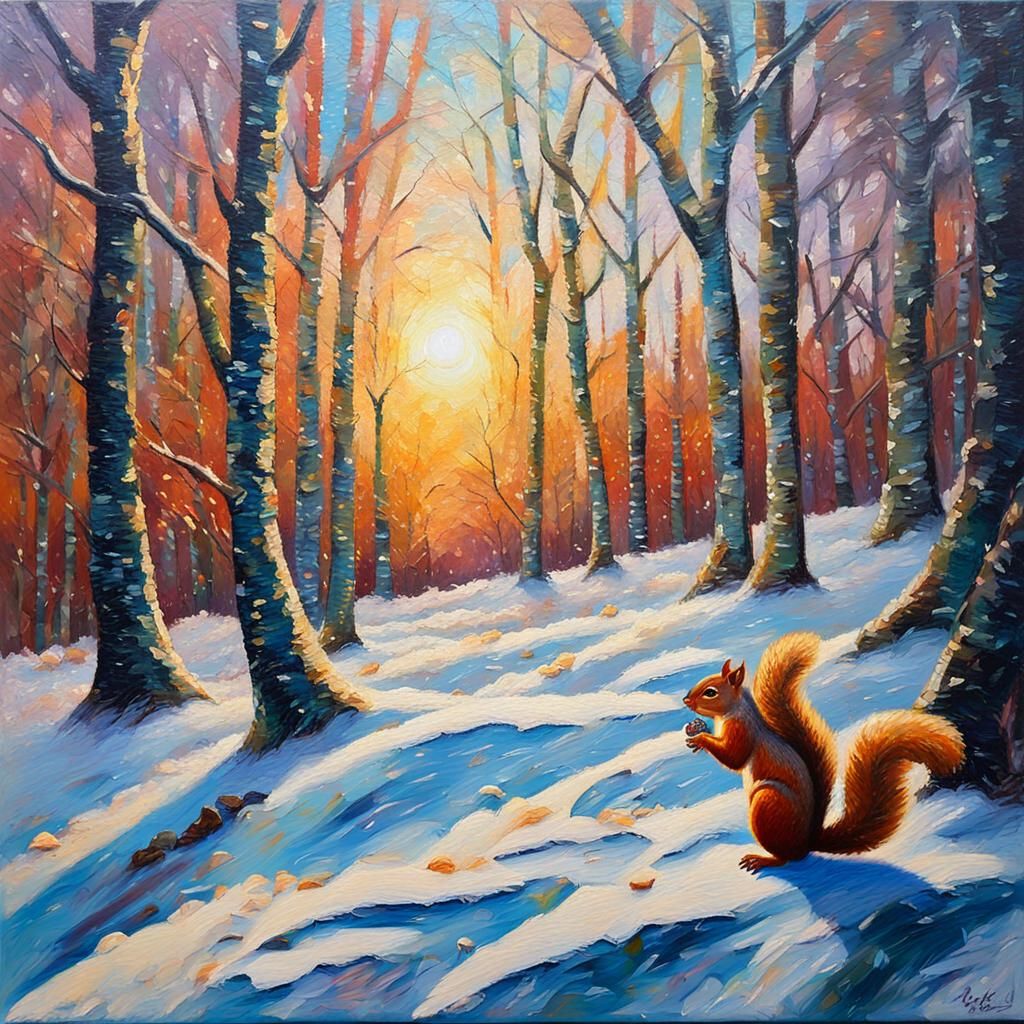 Winter Wonderland: Neo-Impressionist Oil Painting