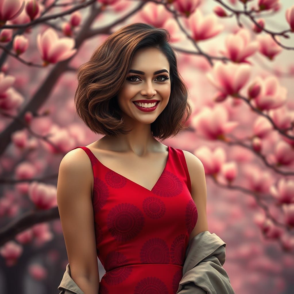 Enchanting Hyperrealism Portrait of a Smiling Woman