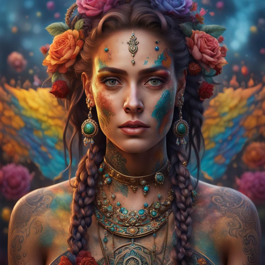 Colorful Divinity Portrait in Hyperrealism