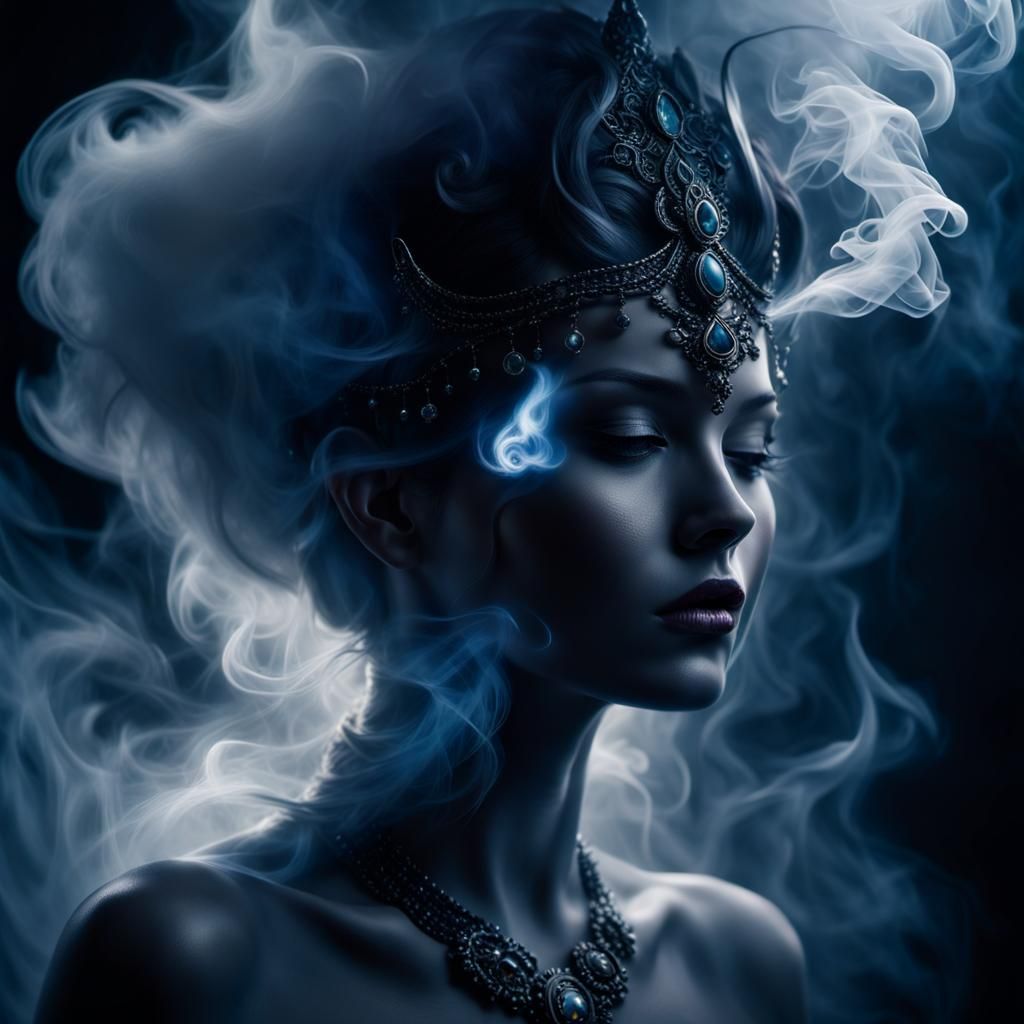 Smoky Elemental Portrait in Fantasy Style