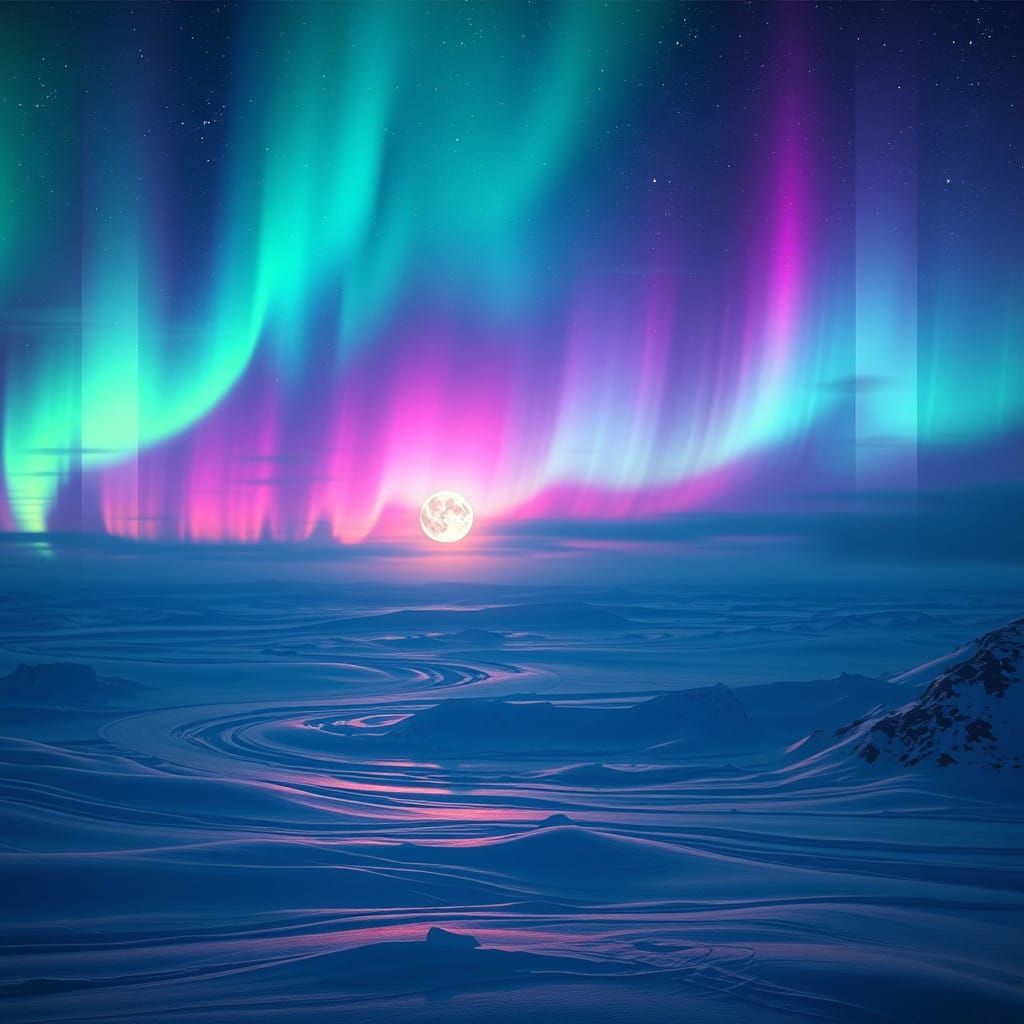 Aurora Borealis in Vibrant, Hyper-Detailed Matte Painting St...